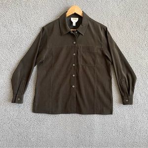 Talbots Women’s Shirt Green Size Small Petite Stretch Button down shirt